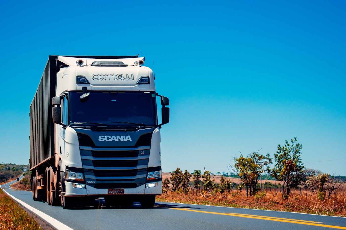 Professional freight truck on an open highway